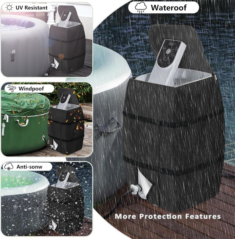 Hadisi Hot Tub Spa Heater Pump Cover,Waterproof Hot Tub Insulated Pump Cover for Multiple Brands (Black,Square) - Image 3